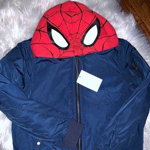 Boys Spider Man bomber jacket with detachable hood